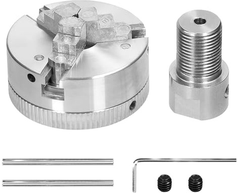 Mandril de torno, 3 mandíbulas/4 mandíbulas, perno de montaje autocentrante Manual for máquina de torneado y fresado para trabajar la madera(3 jaws-3.17mm)