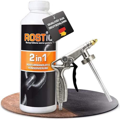 ROSTIO Hohlraumpistole UBS-Pistole plus 1 Liter 2 in1 Rostumwandler/Konservierung Hohlraumwachs