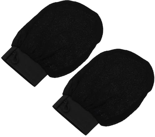 TOYZFRIENDY Guantes Exfoliantes de Baño de Viscosa Negra para Cuerpo, Cómodos y Efectivos para Eliminar Células Muertas en Ducha y Lavado Corporal,