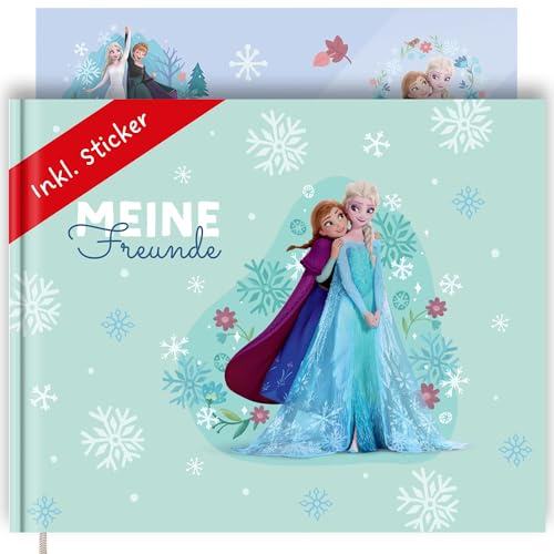 PRINTHOUSE ELSA & Anna Freundebuch Kindergarten Mädchen Inkl. Sticker - Offiziell Lizensiertes Disney Produkt - Freundschaftsbuch Kindergarten Freundebuch Mädchen Meine Kindergartenfreunde Buch DinA5