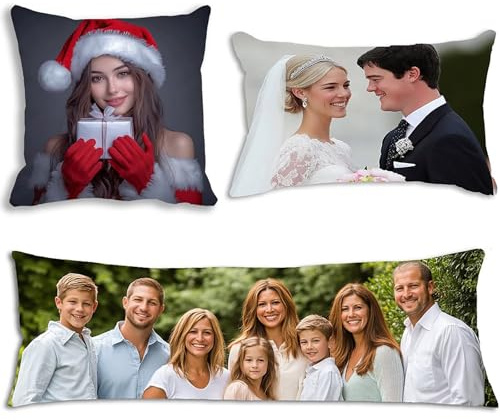 Personalisiertes Kissen Kissenbezug 80x80 Kissen mit Foto Bedrucken Lassen Fotokissen mit Eigenem Foto für Paare Mutter Haustiere Pillow Cover Männerkissen Personalisierte Geschenke für Frauen Model10