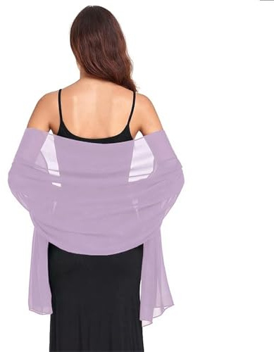 Van Der Rich ® – stola av sidenchiffong halsduk lätt – damer, lila, 190 cm x 80 cm