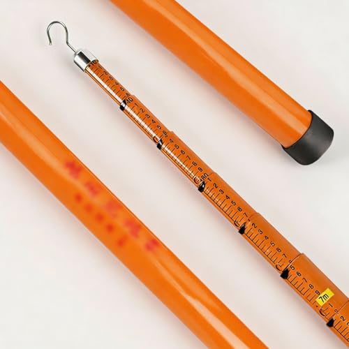Varilla Medición Telescópica 6 8 10 12 15 Varilla Medidora Altura 18 M, Varilla Niveladora Topográfica Retráctil Con Poste Ajustable, Regla Torre Paredes Camiones Medición Precisa(Orange,19.7ft/6m)