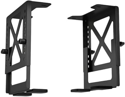 TREABEAR Support sous Bureau pour Mini PC NAS, Racks pour Ordinateur et Serveur, Noir Multifonctionnel Support sous Bureau Xbox sous la Table Réglable et Peu Encombrante