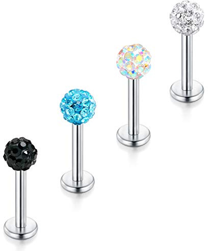 Briana Williams Chirurgenstahl Lippenpiercing Stecker 6mm 8mm Labret Tragus Helix mit Kristall Nasen Ohr Piercing Set