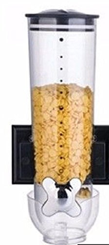 Double Cereal Dispenser Dry Food Storage Container Dispense Machine White Black (Wall Mounted Single Black)