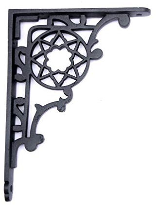 Regalträger antik | 2er Set Regalwinkel, Regalhalter | Wandwinkel aus Gusseisen, schwarz, EW026