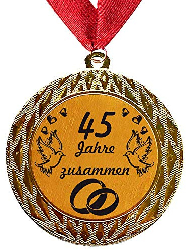 Larius Medaille Orden 45 Jahre zusammen Hochzeitzeit Hochzeitzeitsgeschenk Geschenk Auszeichnung Ehrenorden Wunschtext (mit Halsband)