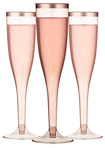 TOROTON 30 Stück Sektgläser, 160ml Wiederverwendbar & Recyclebar Champagnergläser für Cocktail, Wein - Rose Gold