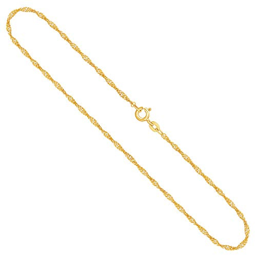 EDELIND Goldkette Damen 585 Gold Dünne 1,8 mm Kette Echtgold Singapurkette Gelbgold Halskette Länge 60 cm mit Schmuck Geschenk Box Made in Germany