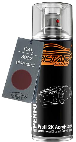 TRISTARcolor RAL 3007 Schwarzrot glänzend 2K-Acryl-Lack Spraydose | Sprühdose 400 ml, schnelltrocknend