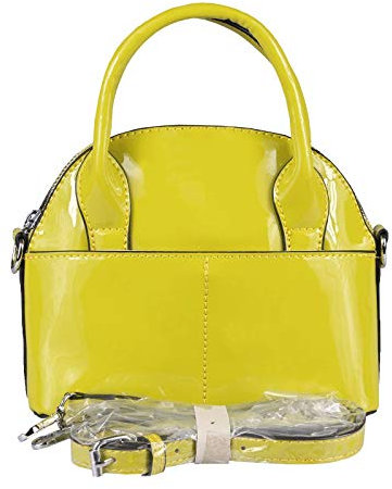 Damen MINI Tasche Schultertasche Umhängetasche Crossbody Lack Leder Optik Abend Gelb