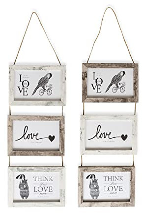 TIME HOME DEVELOPMENT Set di tre cornici per foto in legno da appendere alla parete - Collage originale per foto 10 x 15 cm (Retro)