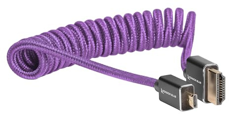 KONDOR BLUE | Micro HDMI to HDMI Cable 12-24 Braided Coiled | 4K 60Hz, 18Gbps, HDR, 3D Video & Nylon Braided with Reinforced connectors (Purple, 12-24 inches)