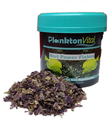 PlanktonVital - Nori Power Flakes Seaweed Nori Algen Flocken Meerwasser Algenfutter Fischfutter Aquariumfutter (250 ml)