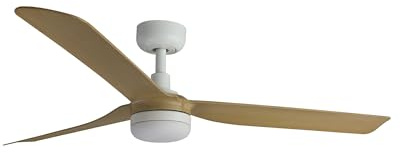 33816-20 PUNT LED Ventilatore da soffitto bianco/legno chiaro con motore DC, Faro Barcelona