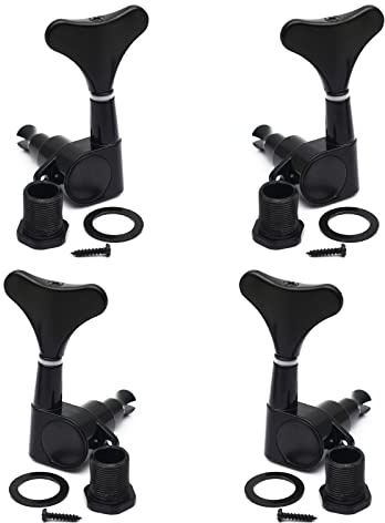 MAXCHEER 2R2L Elektrische Bassgitarre Sealed Tuning Pegs Tuners Mechaniken Stimmschlüssel / Tasten Gitarrenteile Maschinenkopf Tuner für Präzisionsbass und Jazz Bass (Schwarz)