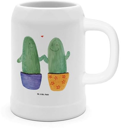 Mr. & Mrs. Panda Bierkrug Kaktus Liebe - Geschenk, Oktoberfest, Personalisiert, Freundschaft, Kakteen, Paar, Trennung, Krug, Love, Maßkrug, Sommerfest