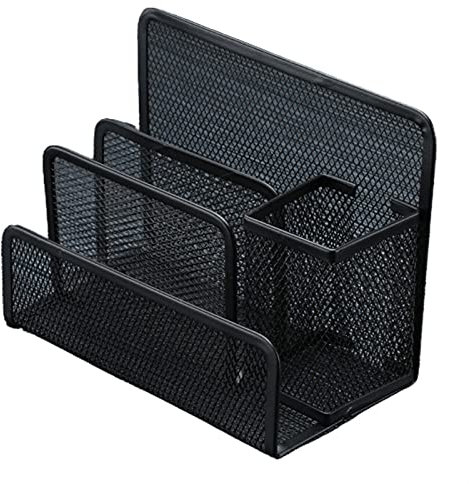 Kleiner Schreibtisch-Stifthalter-Mail-Organizer Schwarzer Netz-Akten-Briefhalter mit 3 Fächern Schublade Metallgitter-Desktop-Aufbewahrungs-Aufbewahrungs-Organisator (Color : A)