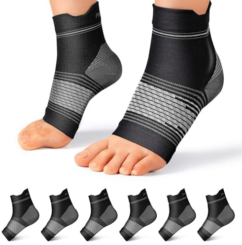 6 Pairs Plantar Fasciitis Socks for Men & Women, Ankle Brace Compression Socks with Arch Support for Achilles Tendonitis, Heel Pain, Swelling & Arthritis Relief, Black, X-Large