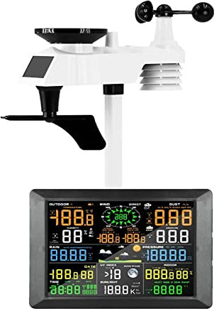 AnzAga Station météo WiFi avec capteur extérieur Pluviomètre Prévisions météo Jauge de Vent