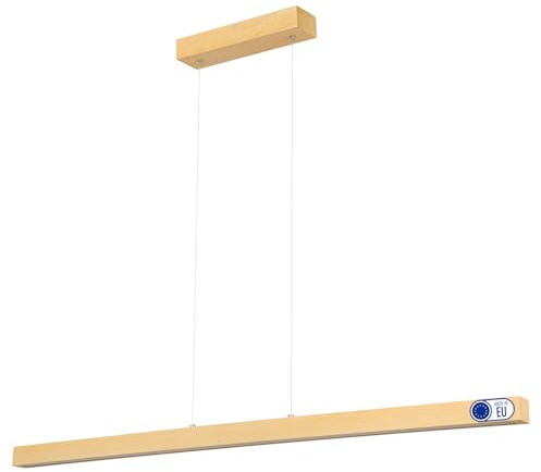 alfalux Hängelampe Hängeleuchte - Deckenlampe aus Holz - Pendelleuchte - LED Lampe - Dimmbar - Warmweiß DIMLED110KB-3K-ESCHE 110 cm Warmweißes Licht Esche