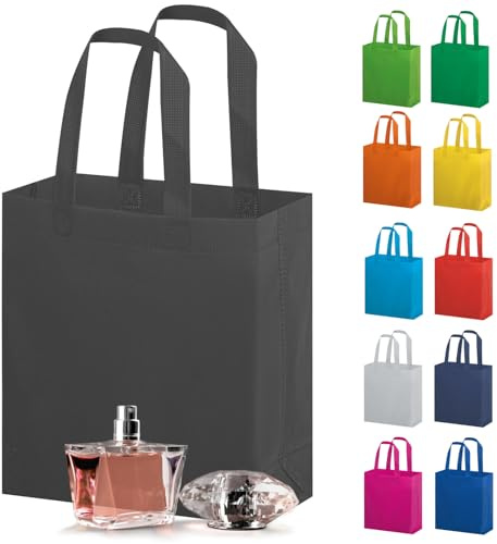 Hole Gadget ® | Stock 100 Shopper Personalizzate Pubblicitarie 25x23x10, per Gioiellerie e Profumerie in TNT con Logo, Buste Shopping Bag per Omaggi a Clienti PG167