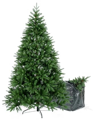 BOP Albero Di Natale Narciso 240 Cm, In Polietilene Real Touch, Con Borsa Omaggio, Apertura A Ombrello, Folto | Abete Naturale in Full PE con apertura facilitata, richiudibile