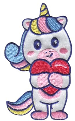 Catch the Patch Einhorn Herz Aufnäher zum Aufbügeln Fantasy 4,7 x 8 cm Bügelbild für Kinder Mädchen mit Glitzer Regenbogen Prinzessin, Bastel DIY Mitbringsel Kindergeburtstag Geschenk