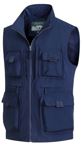 MeiLayM Hommes Gilet de Plein Air Respirant à Séchage Rapide Gilet de pêche Veste sans Manches Loisirs Léger Multi-Poches Gilet Chasse Camping Voyage Sport Photographie