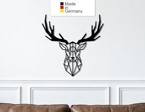 Hirsch Metall Wanddeko, Wanddeko Aus Metall, Wandbild aus Metall, Metal Wall Art (Größe: 30 x 30 cm)