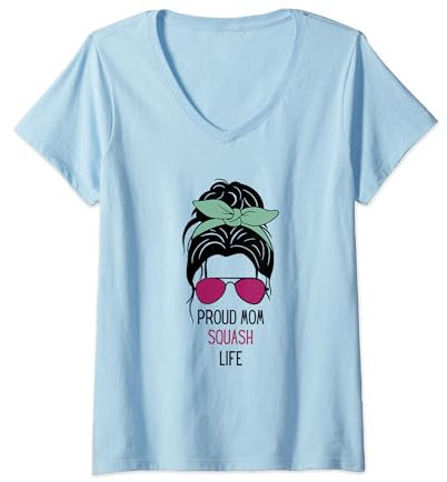 Damen Squash Mom Outfit Squash Design und Geschenk Muttertag T-Shirt mit V-Ausschnitt