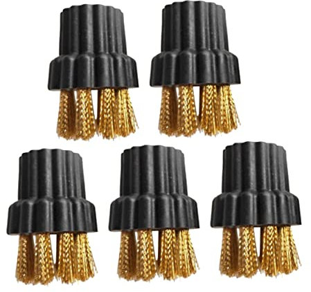 FRCOLOR Multi-purpose Household Appliance Steam Cleaner Brush Head Set, Bronze Cleaning Machine Accessory for Home Use, 5pcs Sturdy Steam Brush Heads for Efficient Household Cleaning