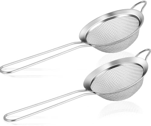 Colador de cocina, juego de 2 coladores de 8 cm, colador de cocina de acero inoxidable 304, colador de cocina de malla fina, colador de acero inoxidable, colador de cocina para quinua, tamiz,
