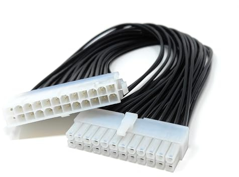 DRUT ATX 24-Pin Male To Female Extension Cable Connector, 30cm, 1ft | PC Motherboard PSU Power Supply Lead