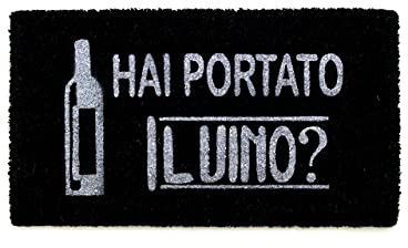 BIANCHERIAWEB Zerbino Entrata Ingresso Casa Esterno Antiscivolo Cocco Nero 40X70 Hai Portato Il Vino?