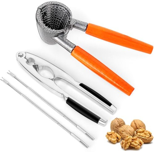 ChromLives Casse - Noisette Noix Pack de 4, Casse - Noisette Multifonctionnel, Noix Noisette Crabe Casse Homard Casse Outil en Alliage de Zinc pour Toutes Sortes de Noix Fruits de Mer