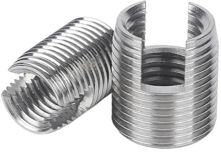 Inserts filetés Adaptateurs de filetage Écrou de réduction de manchon ， 2/5 / 10 pièces M2 M2.5 M3 M4 M5 M6 M8 ~ M16 Insert de réparation de filetage en acier galvanisé/inox Fendu Écrou à douille auto