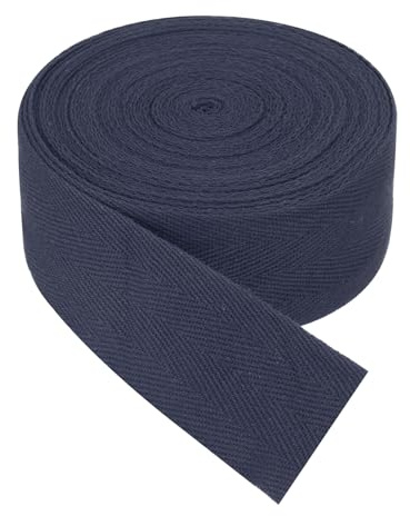 PATIKIL Cotton Twill Tape 4cm 9m Cotton Ribbon Bias Binding Tape Herringbone Webbing Trim for Sewing Gift Wrapping, Navy Blue