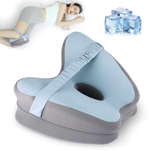Coussins Relève-Jambes, Oreiller Jambes Orthopédique, Coussin pour Genoux pour Dormir sur Le côté, Coussin de Soutien de Jambe pour Soulagement de Douleur au Dos Sciatique et Articulaires(Bleu)