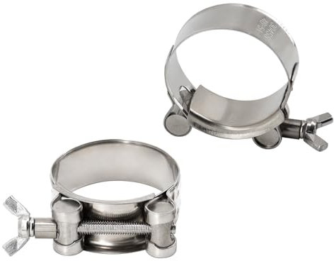 (2 Pieces) 80-85mm Heavy Duty Adjustable Pipe Clamp 304 Stainless Steel T Bolt Hose Clamp with Wing Bolt Hand Twisting Hose Clamps