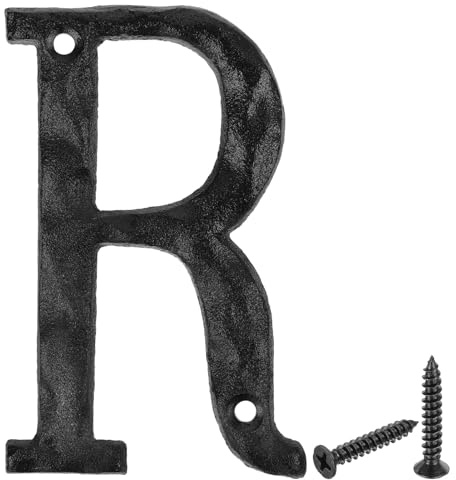 sourcing map Lettre d'adresse de maison, 14 cm, lettres murales vintage en fonte pour maison, rue, bureau, boîte aux lettres, noir