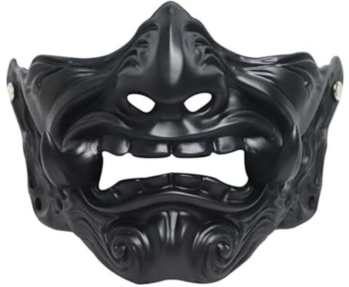 HoveeLuty Masque Oni japonais pour Halloween, 20 x 12 cm, masque Hannya en latex, demi- de samouraï avec, de guerrier avec bande élastique, accessoires pour cosplay, japonais