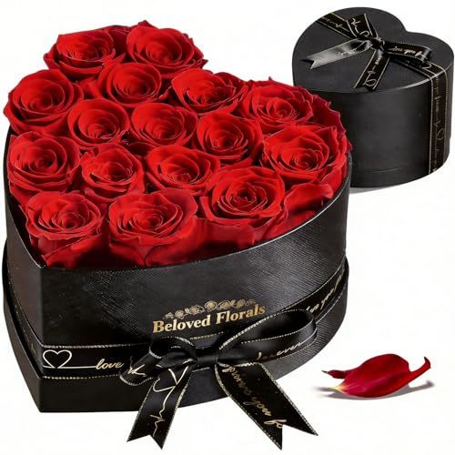 Auoasl 16 Preserved Flowers Rose in a Box, Gifts for Women Mom Her Wife on Mothers Day Valentines Birthday Christmas Anniversary Romantic(Red)