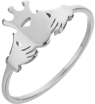 IOETSEUT Damen Schmuck Ring Handgemachte Gothic Krone Claddagh Ring Frauen Mädchen Schmuck Eheringe