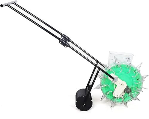 Asiwnshw Manual Seeder Hand-Push Garden Seeder Spreader, Roller Seeding and Fertilizer Applicator, Row Planter Seeder for Soy Peanut Corn Cotton Soybean(10 Mouths)