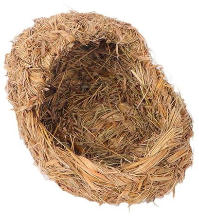 Garneck Nido para Mascotas Tejido Hierba y Cama de Paja Duradera para Conejos y Hámster Cómodo y Resistente Diseño en Forma de Casa Obsequio Adecuado