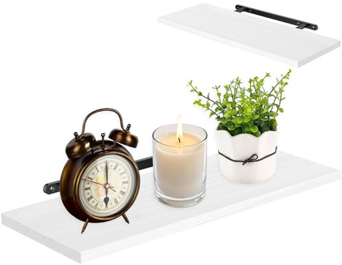 QGGTQG Wandregal, Regale Weiß Wand, Schweberegal Weiss, Deko Wohnzimmer, für Schlafzimmer, Büro, Wohnzimmer usw (Weiß)