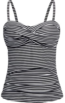 Holipick Tankini Top for Women Twist Front Bandeau Swimsuit Tummy Control Bathing Suit Tops Only No Bottom, Striped, Large