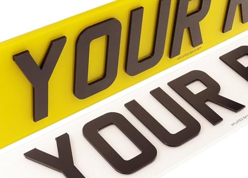 Number Plates | 4D 3mm & 5mm UK Legal | Gloss Black Letters | Borders | Badges (Front & Rear Plate)